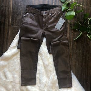 7 for all mankind $198 leather like brown skinny